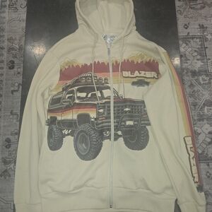 Chevrolet Blazer Cream Full-Zip Hoodie with Vintage Truck Graphic